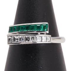 Pt900 プラチナ エメラルド0.33ct ダイヤ0.40ct リング 指輪 レディース 15.5号 【中古】