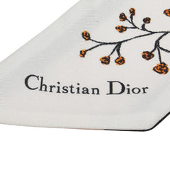 ディオール ミッツァ 花 フラワー スカーフ ホワイト マルチカラー シルク レディース Dior 【中古】