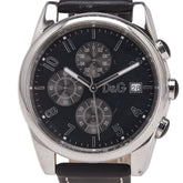 ドルチェアンドガッバーナ サンドパイパー ベルト(社外品) 腕時計 クオーツ ブラック文字盤 ステンレススチール レザー メンズ DOLCE&GABBANA 【中古】