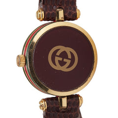 グッチ シェリーライン ベルト(社外品) 腕時計 2040L クオーツ ベージュ文字盤 メッキ レザー レディース GUCCI 【中古】