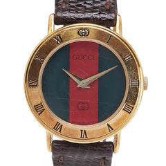 グッチ シェリーライン 腕時計 06 3000 823 クオーツ マルチカラー文字盤 メッキ レザー レディース GUCCI 【中古】