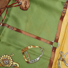 グッチ 馬 馬車 スカーフ ブラウン グリーン イエロー シルク レディース GUCCI 【中古】