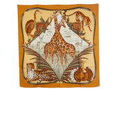 サルヴァトーレフェラガモ アニマル キリン ヒョウ 豹 スカーフ ブラウン マルチカラー シルク レディース Salvatore Ferragamo 【中古】