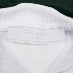 プラダ 25SS 三角ロゴ レイヤード 半袖Tシャツ サイズ:S UJN912 グリーン ホワイト コットン メンズ PRADA 【中古】