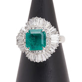 Pt900 プラチナ エメラルド3.01ct ダイヤ1.43ct リング 指輪 レディース 13.5号 【中古】