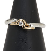 シルバー Pt900 プラチナ K18YG イエローゴールド コンビ ダイヤ0.07ct 1P リング 指輪 レディース 13.5号 【中古】