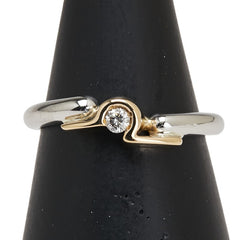 シルバー Pt900 プラチナ K18YG イエローゴールド コンビ ダイヤ0.07ct 1P リング 指輪 レディース 13.5号 【中古】