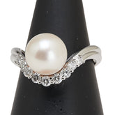 Pt900 プラチナ アコヤパール8.8mm ダイヤ0.28ct リング 指輪 レディース 12号 【中古】