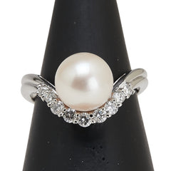 Pt900 プラチナ アコヤパール8.8mm ダイヤ0.28ct リング 指輪 レディース 12号 【中古】