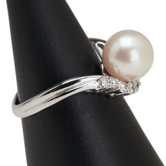 Pt900 プラチナ アコヤパール8.8mm ダイヤ0.28ct リング 指輪 レディース 12号 【中古】