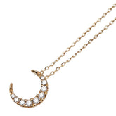 スタージュエリー K18YG イエローゴールド ダイヤ0.06ct 月 ムーン モチーフ ネックレス レディース STAR JEWELRY 【中古】