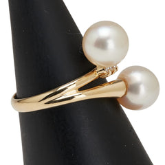 K18YG イエローゴールド アコヤパール7.7mm ダイヤ0.04ct リング 指輪 レディース 8.5号 【中古】