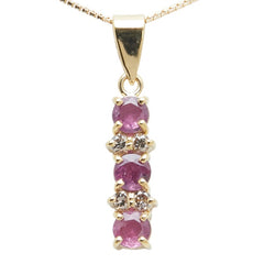 K18YG イエローゴールド ルビー0.54ct ダイヤ0.09ct ベネチアンチェーン ネックレス レディース 【中古】