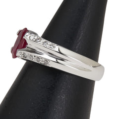 K9 ホワイトゴールド ルビー0.77ct ダイヤ0.11ct リング 指輪 レディース 7.5号 【中古】