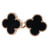 K18PG ピンクゴールド オニキス クローバー モチーフ ピアス レディース 【中古】