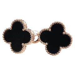 K18PG ピンクゴールド オニキス クローバー モチーフ ピアス レディース 【中古】