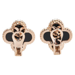 K18PG ピンクゴールド オニキス クローバー モチーフ ピアス レディース 【中古】