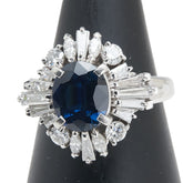 Pt900 プラチナ サファイア2.58ct ダイヤ1.16ct リング 指輪 レディース 12.5号 【中古】