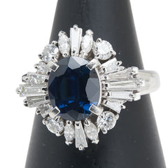 Pt900 プラチナ サファイア2.58ct ダイヤ1.16ct リング 指輪 レディース 12.5号 【中古】