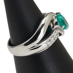 Pt900 プラチナ エメラルド1.06ct ダイヤ0.15ct リング 指輪 レディース 12号 【中古】