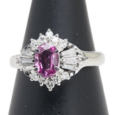 Pt900 プラチナ ピンクサファイア1.15ct ダイヤ0.27ct リング 指輪 レディース 13号 【中古】