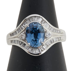 Pt900 プラチナ サファイア1.85ct ダイヤ0.62ct リング 指輪 レディース 13号 【中古】