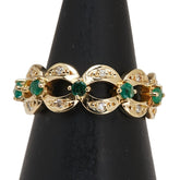 K18YG イエローゴールド エメラルド0.20ct ダイヤ0.09ct リング 指輪 レディース 7.5号 【中古】