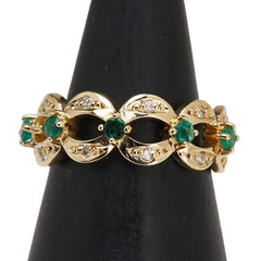 K18YG イエローゴールド エメラルド0.20ct ダイヤ0.09ct リング 指輪 レディース 7.5号 【中古】