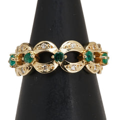 K18YG イエローゴールド エメラルド0.20ct ダイヤ0.09ct リング 指輪 レディース 7.5号 【中古】