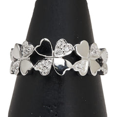 K18WG ホワイトゴールド ダイヤ0.07ct 四つ葉 クローバー モチーフ リング 指輪 #52 レディース 11.5号 【中古】