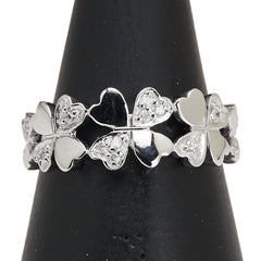 K18WG ホワイトゴールド ダイヤ0.07ct 四つ葉 クローバー モチーフ リング 指輪 #52 レディース 11.5号 【中古】