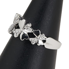 K18WG ホワイトゴールド ダイヤ0.07ct 四つ葉 クローバー モチーフ リング 指輪 #52 レディース 11.5号 【中古】