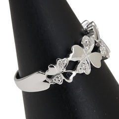 K18WG ホワイトゴールド ダイヤ0.07ct 四つ葉 クローバー モチーフ リング 指輪 #52 レディース 11.5号 【中古】