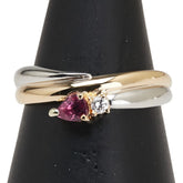 K18YG イエローゴールド Pt900 プラチナ コンビ ルビー0.23ct ダイヤ0.03ct リング 指輪 レディース 12.5号 【中古】