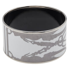 エルメス エマイユTGM 七宝焼き BRIDES de GALA ブリッドドゥガラ バングル シルバー ホワイト メタル レディース HERMES 【中古】