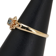 K18YG イエローゴールド アクアマリン ダイヤ0.05ct リング 指輪 レディース 11.5号 【中古】