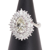 Pt900 プラチナ ダイヤ1.74ct ダイヤ2.06ct ピンクダイヤ0.25ct 雫 モチーフ リング 指輪 レディース 12.5号 【中古】