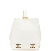 シャネル ココマーク ショルダーバッグ ホワイト キャビアスキン レディース CHANEL 【中古】