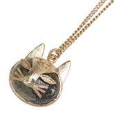 シャネル ヴィンテージ ココマーク 猫 モチーフ ネックレス ゴールド ブラック メッキ レディース CHANEL 【中古】