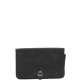 エルメス ドゴンデュオ ドゴンGM 長財布 ブラック トゴ レディース HERMES 【中古】