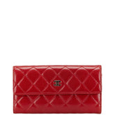 シャネル マトラッセ ココマーク 長財布 A50096 レッド キャビアスキン レディース CHANEL 【中古】