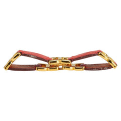 エルメス Hロゴ ブレスレット レッド ゴールド レザー メッキ レディース HERMES 【中古】