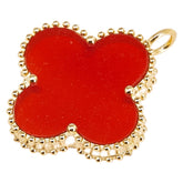 K18YG イエローゴールド シェル(赤) クローバー 四つ葉 モチーフ ペンダントトップ レディース 【中古】