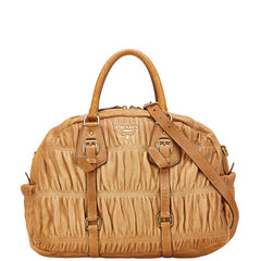 プラダ ロゴ ハンドバッグ ショルダーバッグ 2WAY BL0394 ブラウン レザー レディース PRADA 【中古】