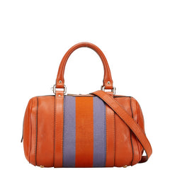 グッチ シェリーライン ミニボストンバッグ ショルダーバッグ 2WAY 269876 オレンジ パープル キャンバス レザー レディース GUCCI 【中古】