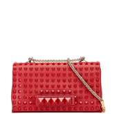 ヴァレンティノ スタッズ チェーン ショルダーバッグ レッド レザー レディース VALENTINO 中古