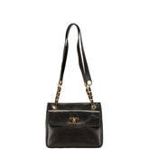 シャネル ココマーク チェーン ショルダーバッグ ブラック ラムスキン レディース CHANEL 【中古】