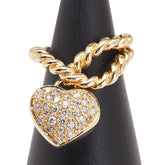 K18YG イエローゴールド ダイヤ0.47ct ハート リング 指輪 レディース 4.5号 【中古】