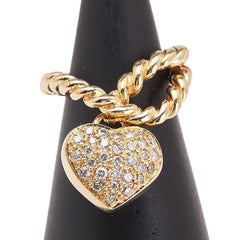 K18YG イエローゴールド ダイヤ0.47ct ハート リング 指輪 レディース 4.5号 【中古】