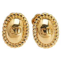 ディオール CDロゴ オーバル イヤリング ゴールド メッキ レディース Dior 【中古】
